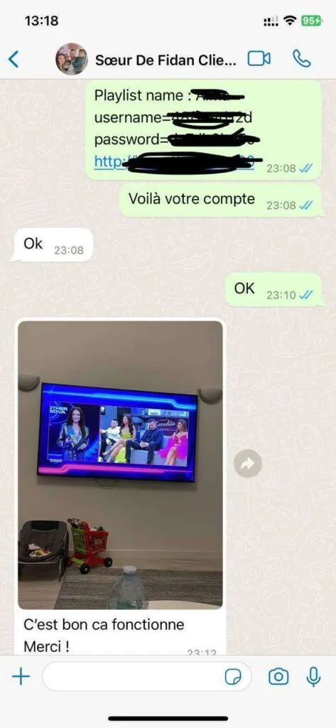 Capture d'échange et confirmation d'abonnement WhatsApp Nox IPTV 6